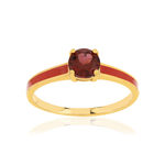Bague acier laqué et grenat - vue 1