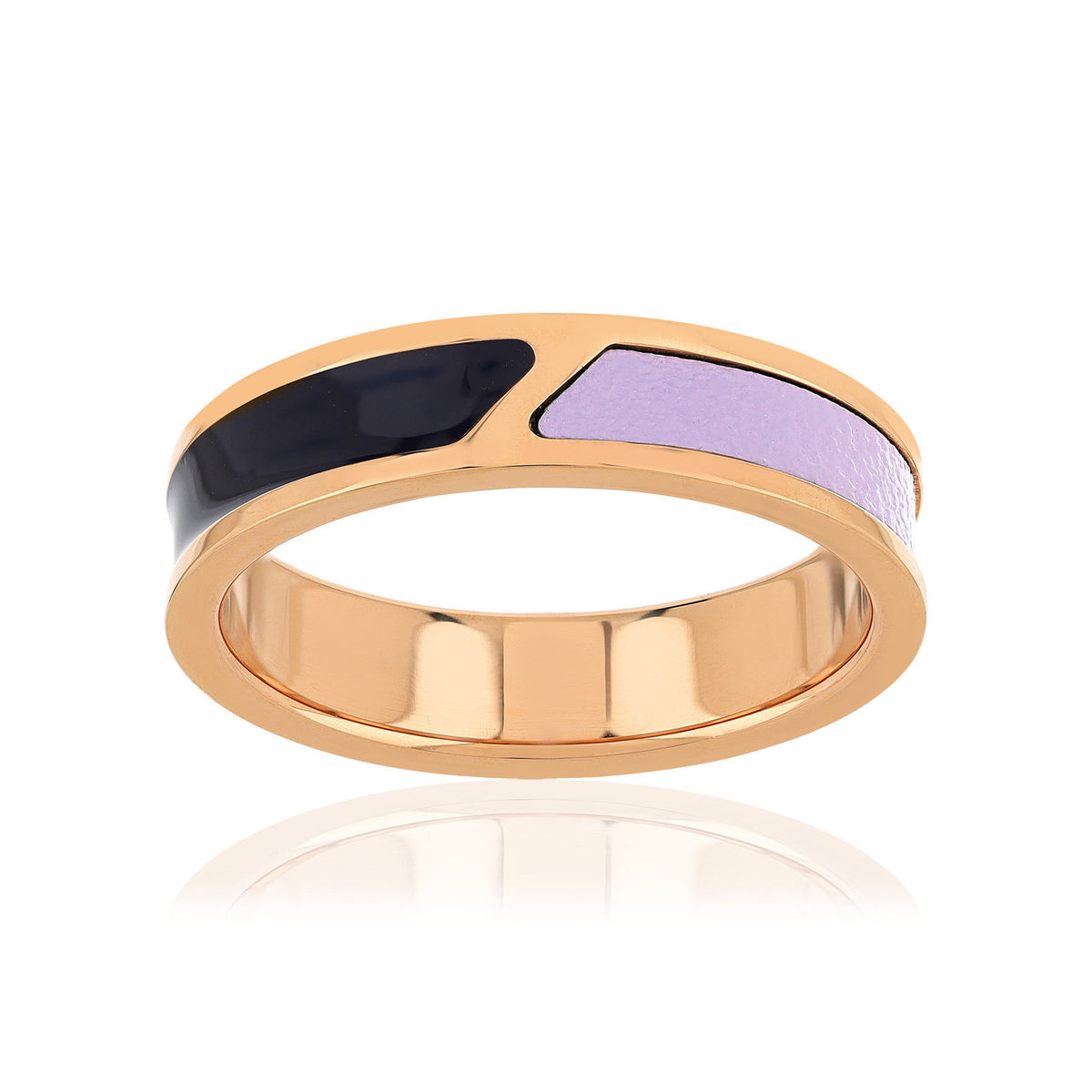 Bague acier laqué violet et noir