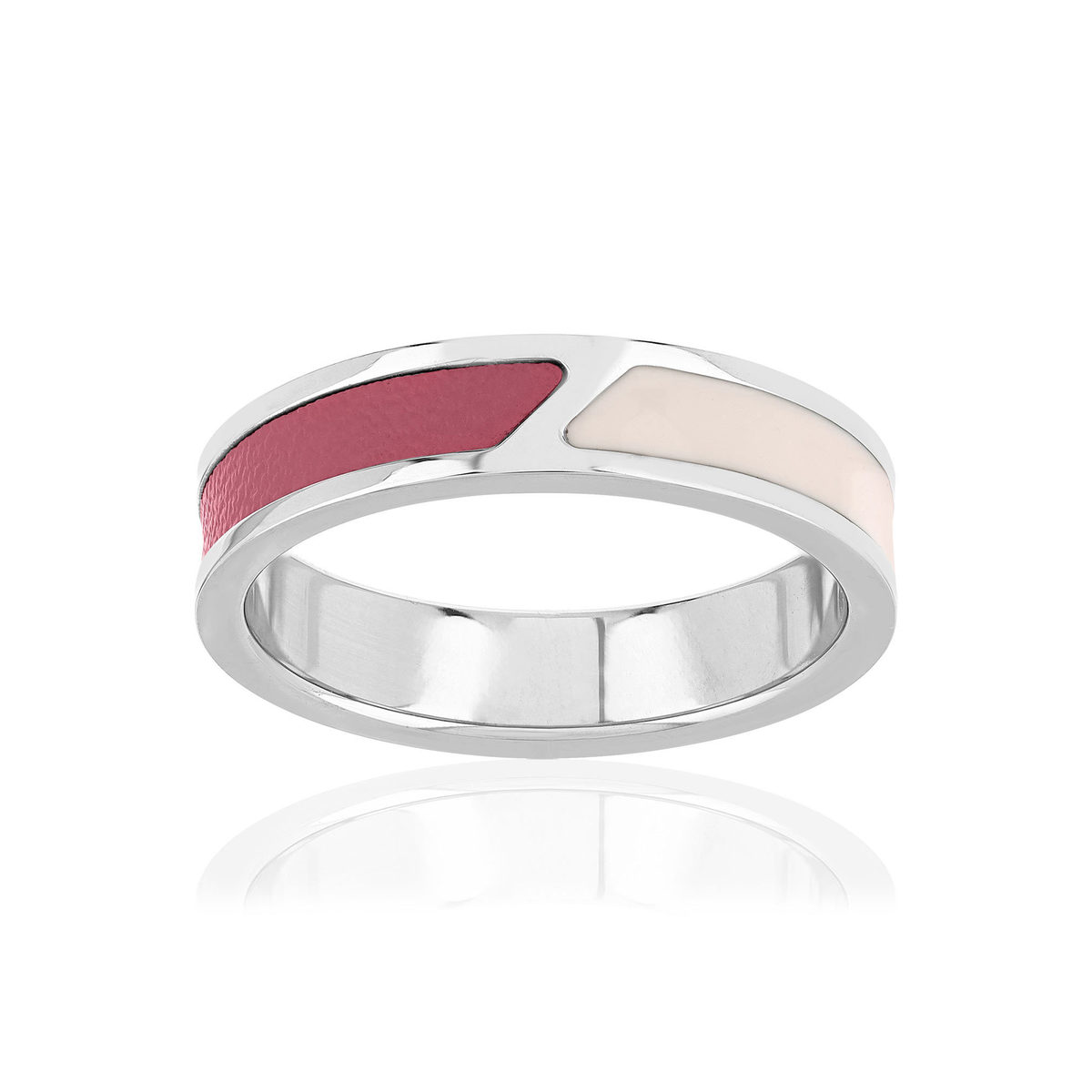 Bague acier laqué rose