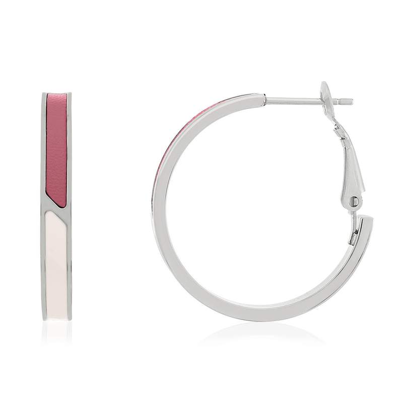 25mm pink lacquered steel hoop earrings - view 1