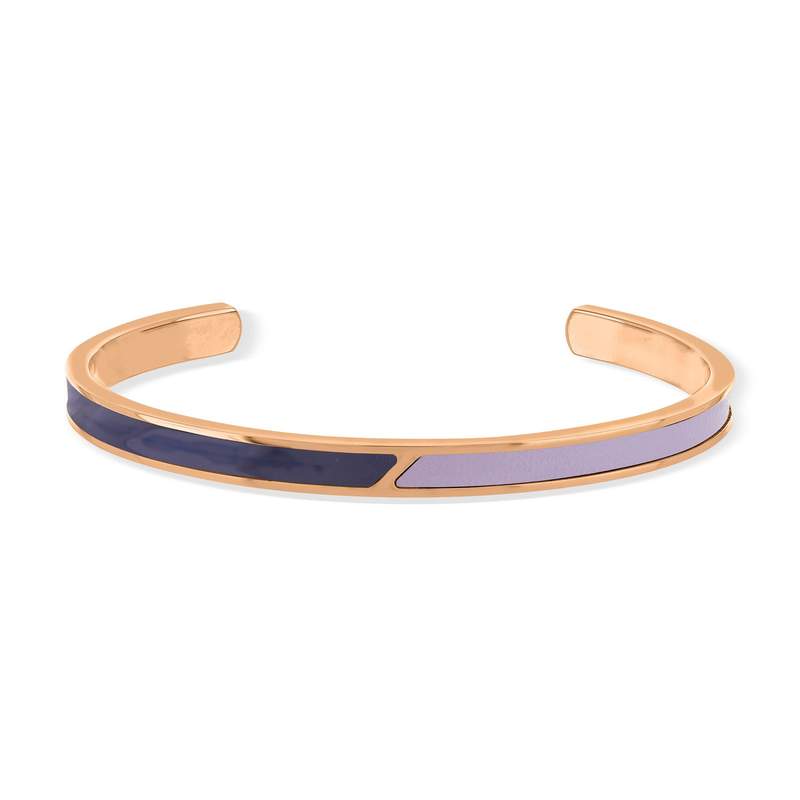 Bracelet jonc acier laqué violet et noir 6cm - vue 1
