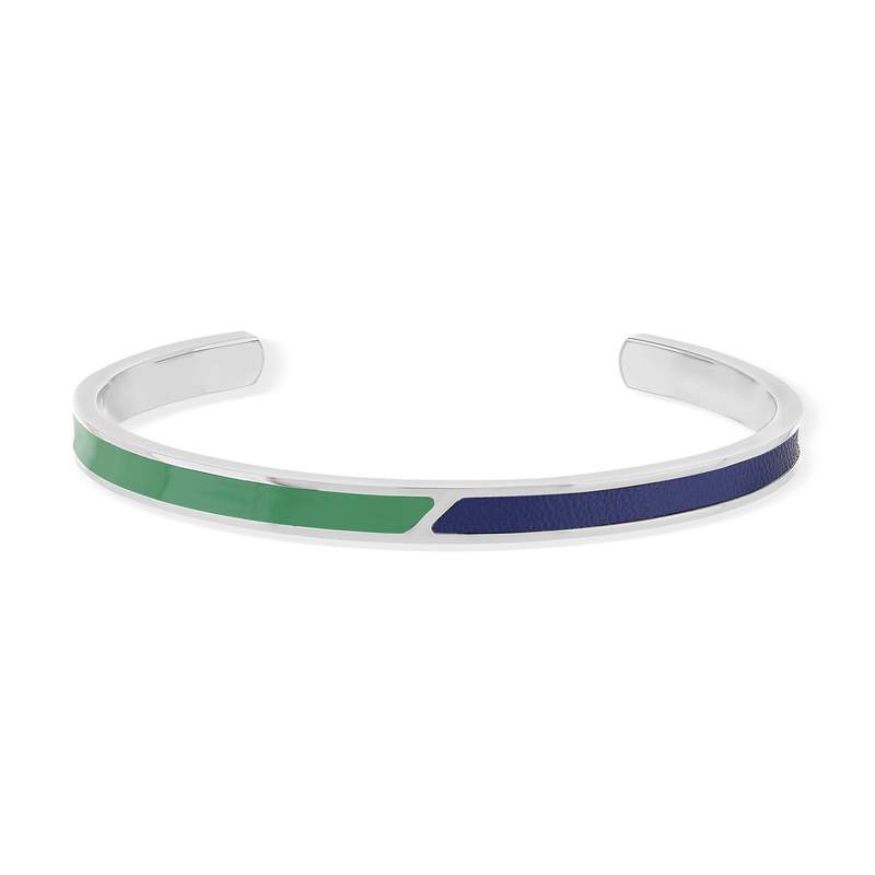 Bracelet jonc acier laqué bleu 6cm - vue 1