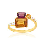 Bague or 375 jaune diamants pierres précieuses - vue 1