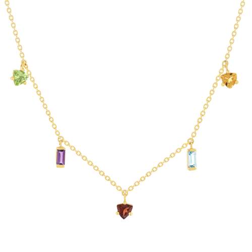 Collier or 375 jaune pierres fines 45cm