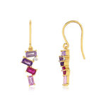 Boucles d'oreilles or 375 2 tons diamants pierres fines et précieuses - vue 1