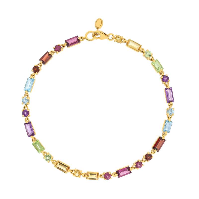 18cm 14K yellow gold bracelet with semi-precious stones - view 1