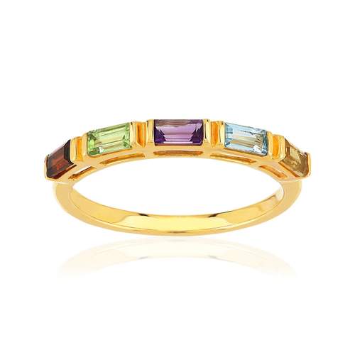 Bague or 375 jaune pierres fines