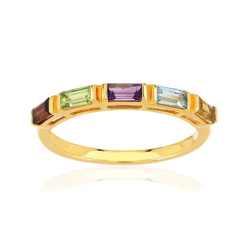 Bague or 375 jaune pierres fines - vue 1