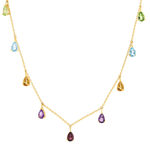 Collier or 375 jaune pierres fines 45cm - vue 1