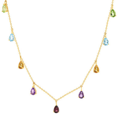 Collier or 375 jaune pierres fines 45cm