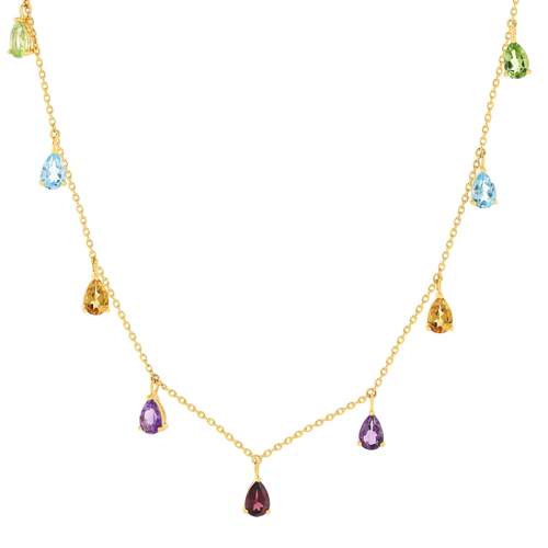 Collier or 375 jaune pierres fines 45cm