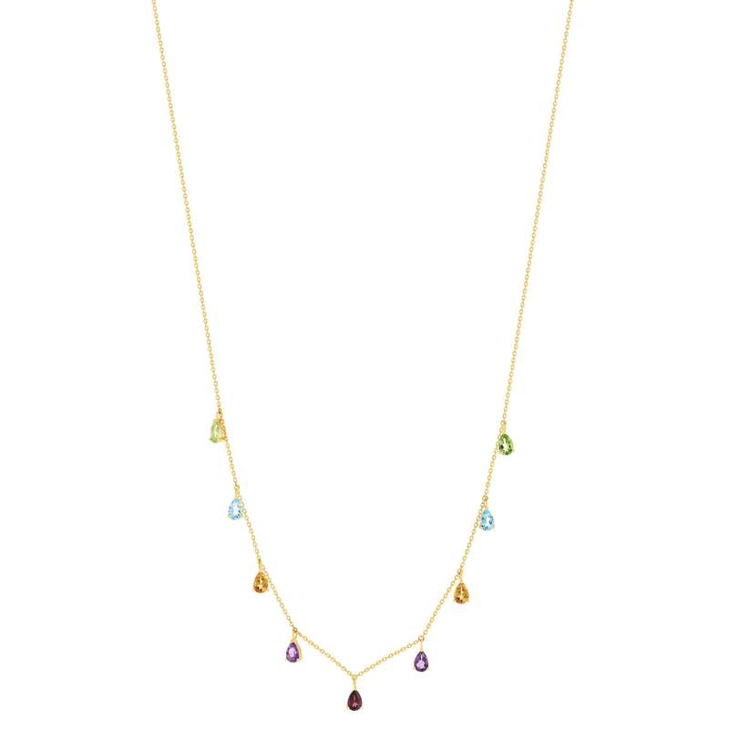 Collier or 375 jaune pierres fines 45cm - vue 2