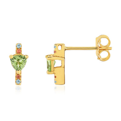 Boucles d'oreilles or 375 jaune pierres fines