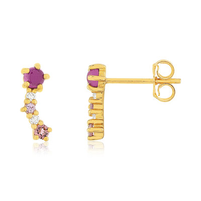 Boucles d'oreille or 375 jaune pierres précieuses et fines