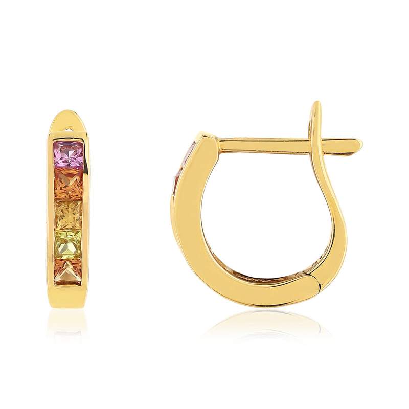 Boucles d'oreille or 375 jaune saphirs - vue 1
