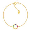 Bracelet plaqué or motif cercle pierres synthétiques multicolores 19cm - vue V1