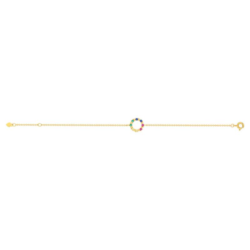 Vergulde armband met cirkelmotief en veelkleurige synthetische steentjes, 19 cm - afbeelding 2
