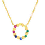 Collier plaqué or motif coeurs pierres synthétiques 45cm - vue 1