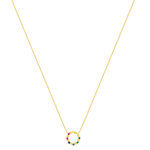 Collier plaqué or motif coeurs pierres synthétiques 45cm - vue 2