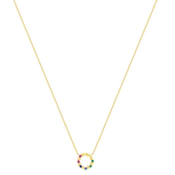 Gold-plated necklace heart motif synthetic stones 45cm