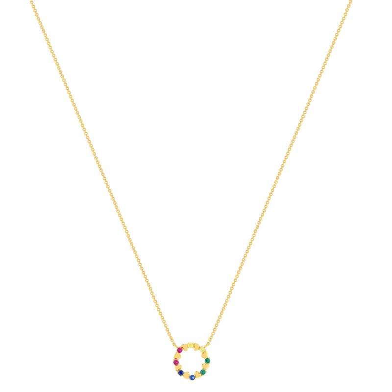 Collier plaqué or motif coeurs pierres synthétiques 45cm - vue 2