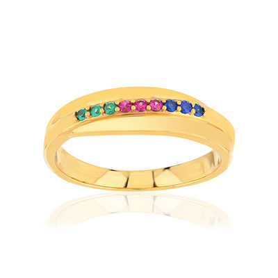 Bague plaqué or pierres synthétiques multicolores