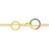 Bracelet plaqué or double rang motifs ronds pierres synthétiques multicolores 19cm - vue VD2
