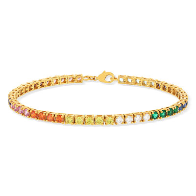 Bracelet plaqué or pierres synthétiques multicolores 19cm - vue 1
