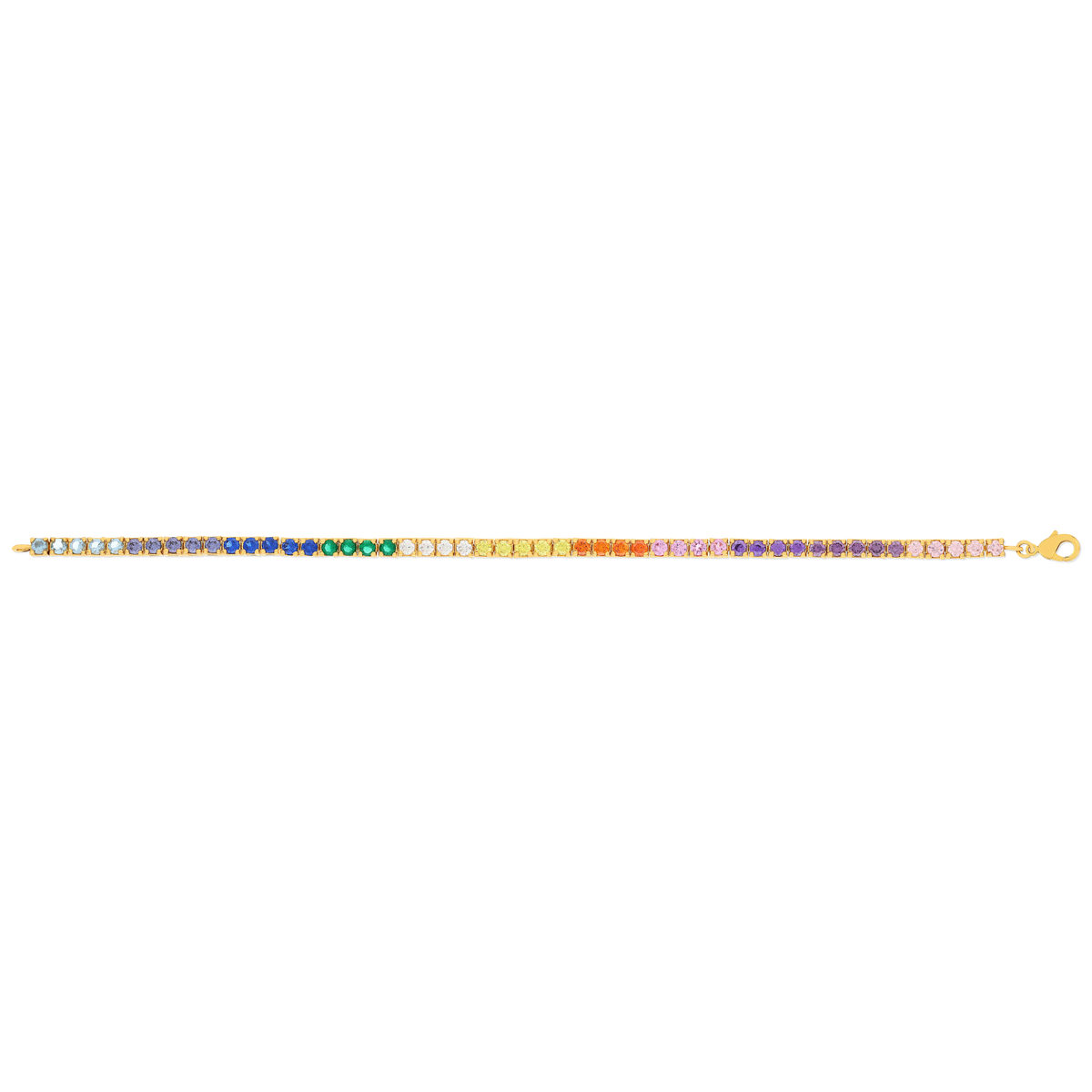Bracelet plaqué or pierres synthétiques multicolores 19cm - vue 2