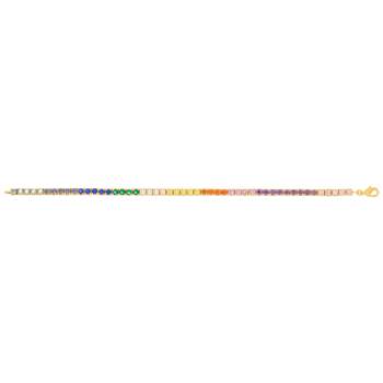 Gold-plated bracelet multicolored synthetic stones 19cm