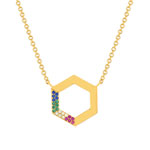 Collier plaqué or pierres synthétiques multicolores 45cm - vue 1