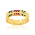 Bague plaqué or pierres synthétiques multicolores - vue 1