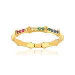 Bague plaqué or pierres synthétiques multicolores - vue 1