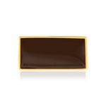 Bague plaqué or laque marron rectangulaire - vue 3