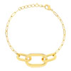 Bracelet plaqué or anneaux laque blanche 18cm - vue V1