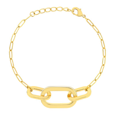 Bracelet plaqué or anneaux laque blanche 18cm - vue 1