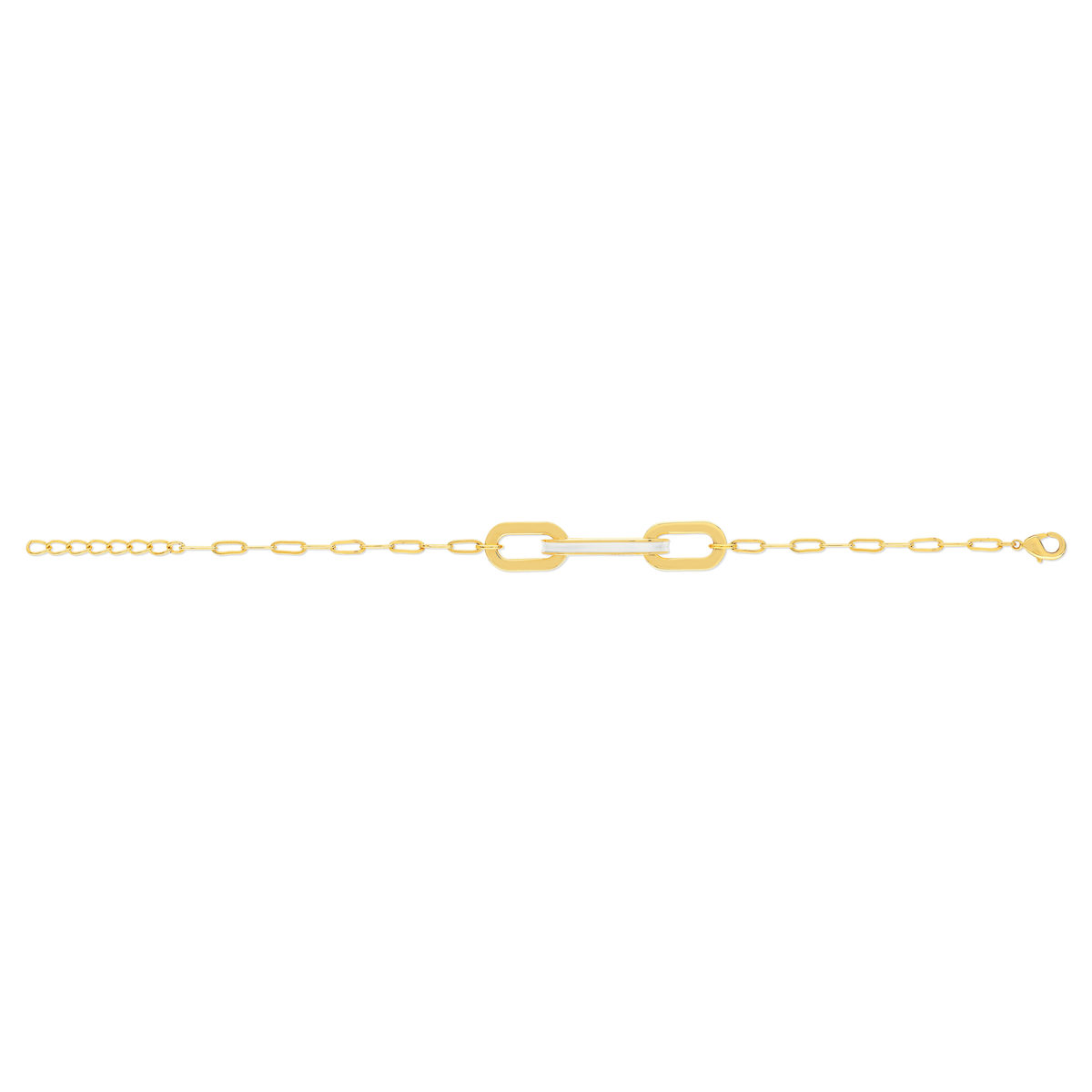 Bracelet plaqué or anneaux laque blanche 18cm - vue 2