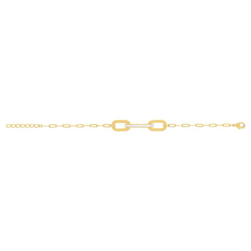 Bracelet plaqué or anneaux laque blanche 18cm - vue 2