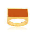 Bague plaqué or laque orange rectangulaire - vue 1