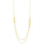Collier plaqué or anneaux laque blanche 71cm. - vue 1