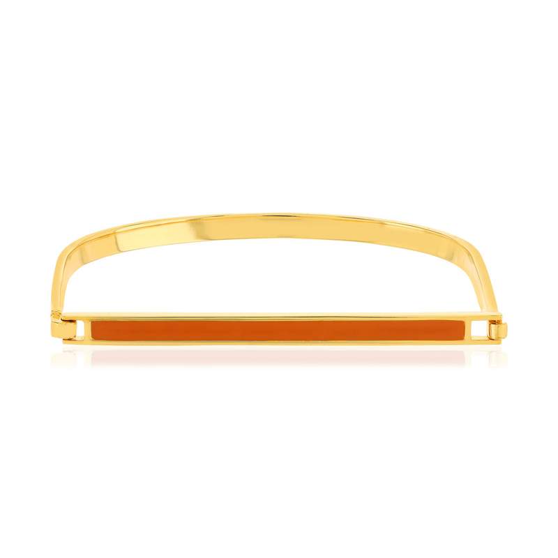 Bracelet jonc plaqué or laque orange 6cm - vue 1