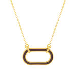 Collier plaqué or motif ovale laque marron 45cm - vue 1