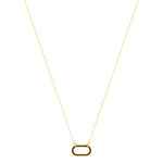 Collier plaqué or motif ovale laque marron 45cm - vue 2