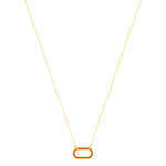 Collier plaqué or motif ovale laque orange 45cm. - vue 2