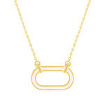 Collier plaqué or motif ovale laque blanche 45cm - vue 1