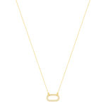 Collier plaqué or motif ovale laque blanche 45cm - vue 2