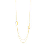 Collier plaqué or anneaux laque marron 70cm - vue 1