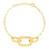 Bracelet plaqué or anneaux laque orange 18cm - vue V1