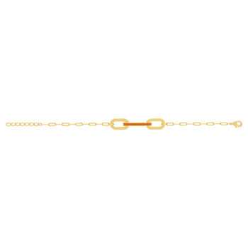 Bracelet plaqué or anneaux laque orange 18cm