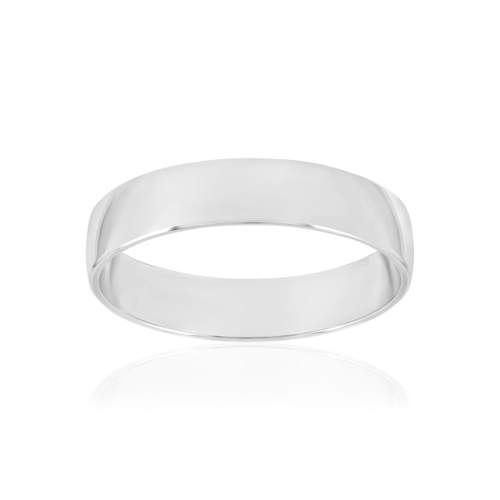 Ribbon wedding band 1/2 curved 4 mm gold 375 white